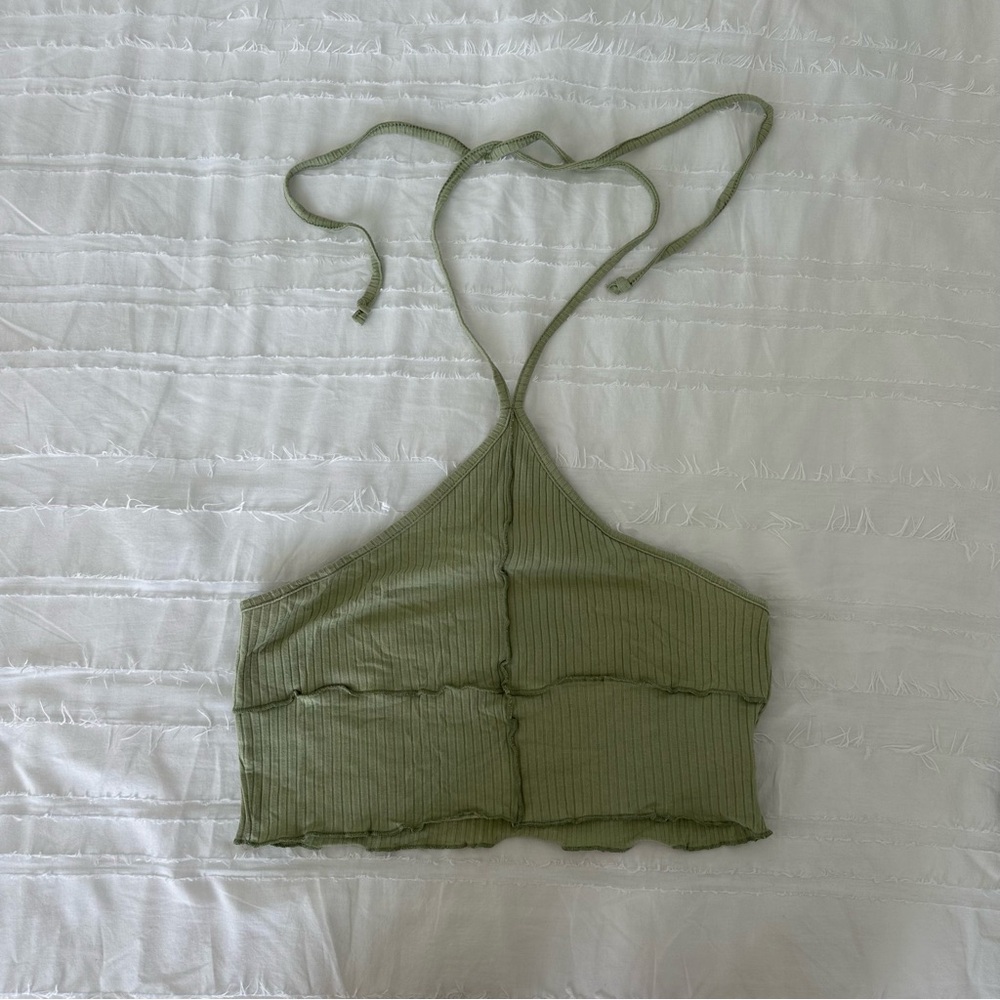 Grey Bandit green halter crop top